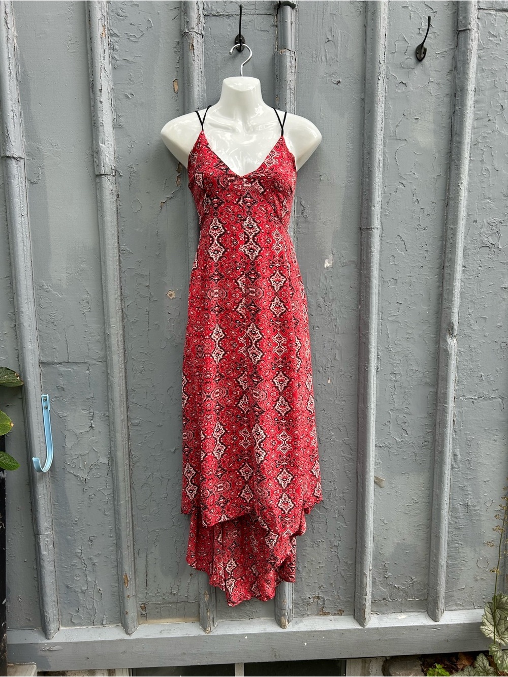 Greylin Red Paisley Silk Maxi dress, size M